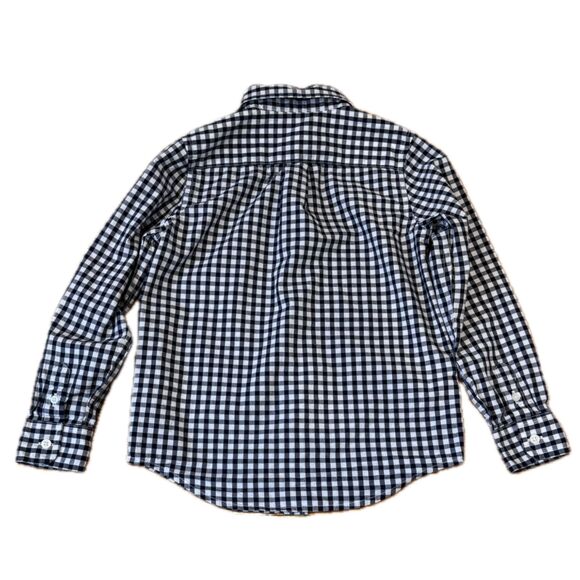 Janie & Jack navy gingham long sleeve button-up shirt Kids 6 dressy holiday - Picture 2 of 9